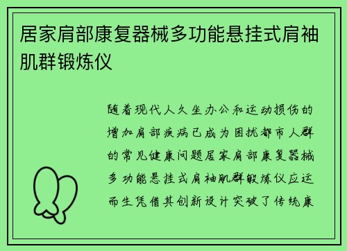 居家肩部康复器械多功能悬挂式肩袖肌群锻炼仪